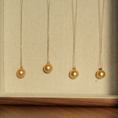 11-12mm Golden South Sea Pearl & Sasha Pendant Necklace - House Of Pearls